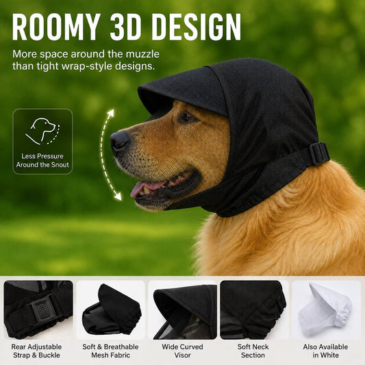 Paws in Awe Breathable Anti-Scavenging Dog Muzzle for Walks - Mesh Hood Helps Block Food Scraps & Trash image 2