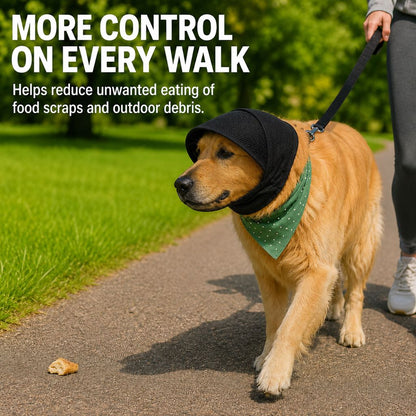 Paws in Awe Breathable Anti-Scavenging Dog Muzzle for Walks - Mesh Hood Helps Block Food Scraps & Trash image 3