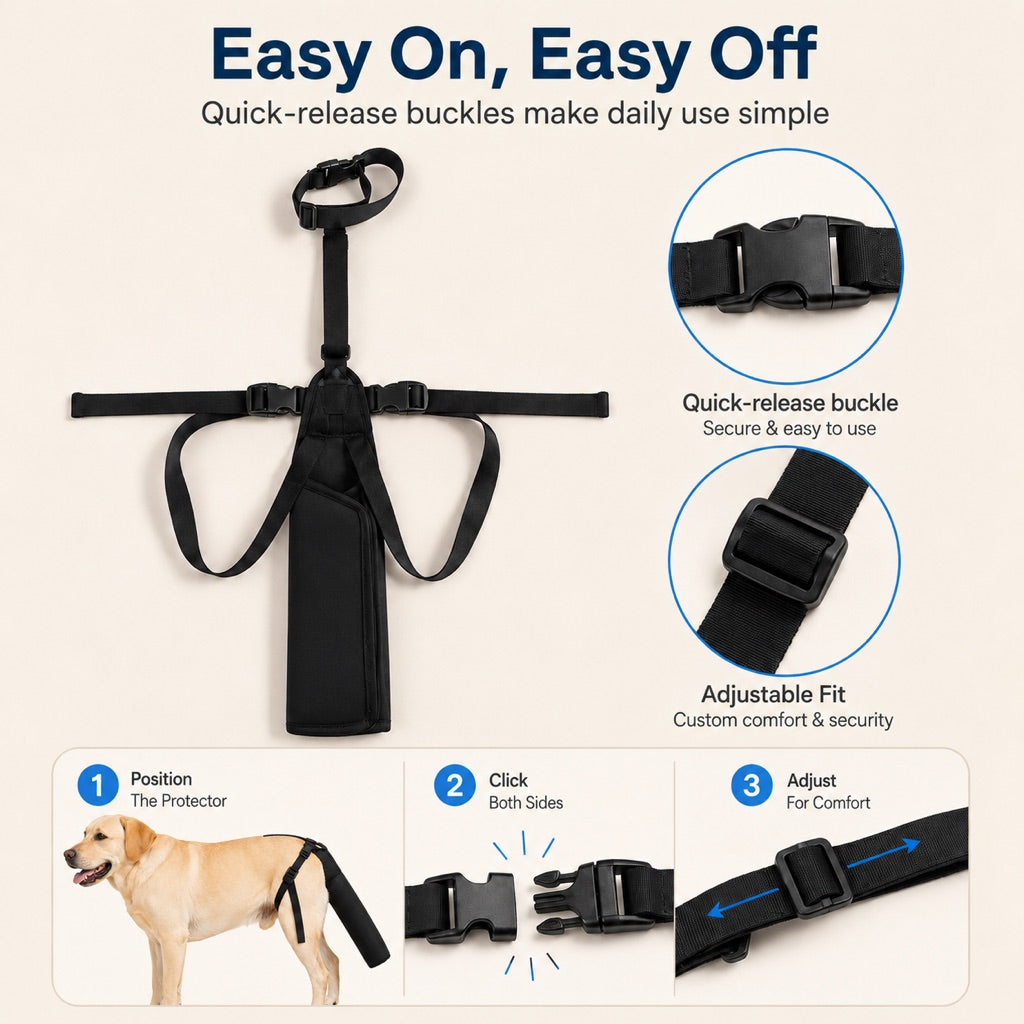 Paws in Awe Adjustable Dog Tail Protector for Recovery & Daily Walks - Padded Guard for Sensitive Tails