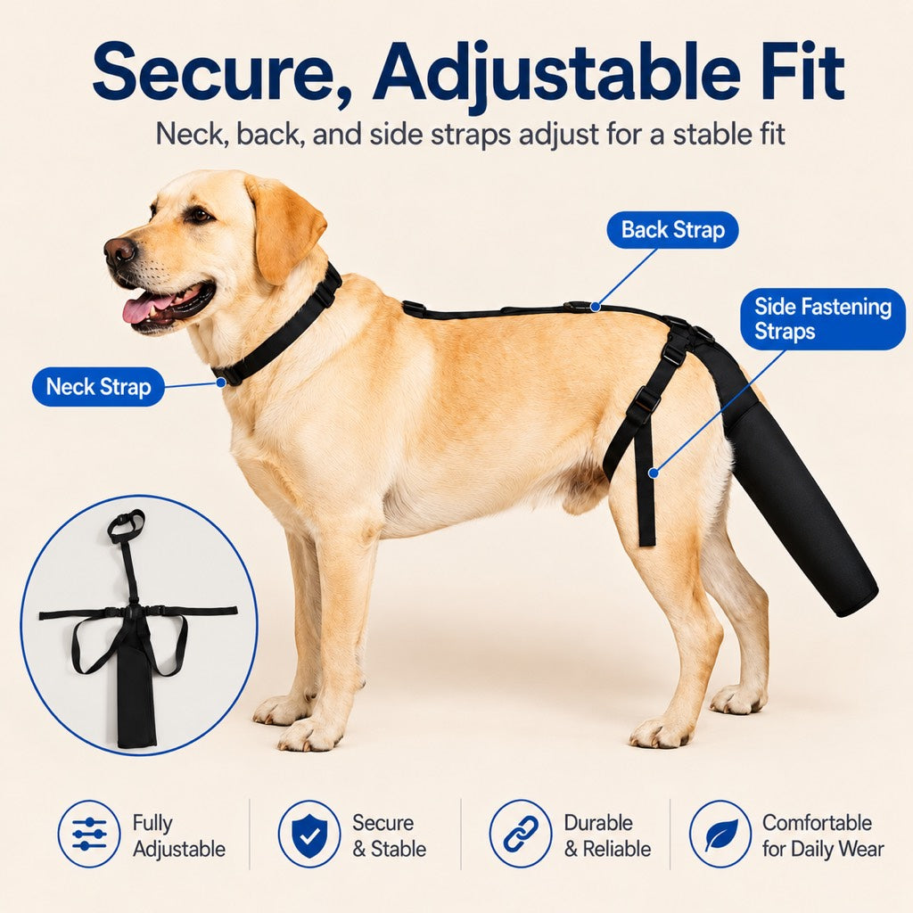 Paws in Awe Adjustable Dog Tail Protector for Recovery & Daily Walks - Padded Guard for Sensitive Tails