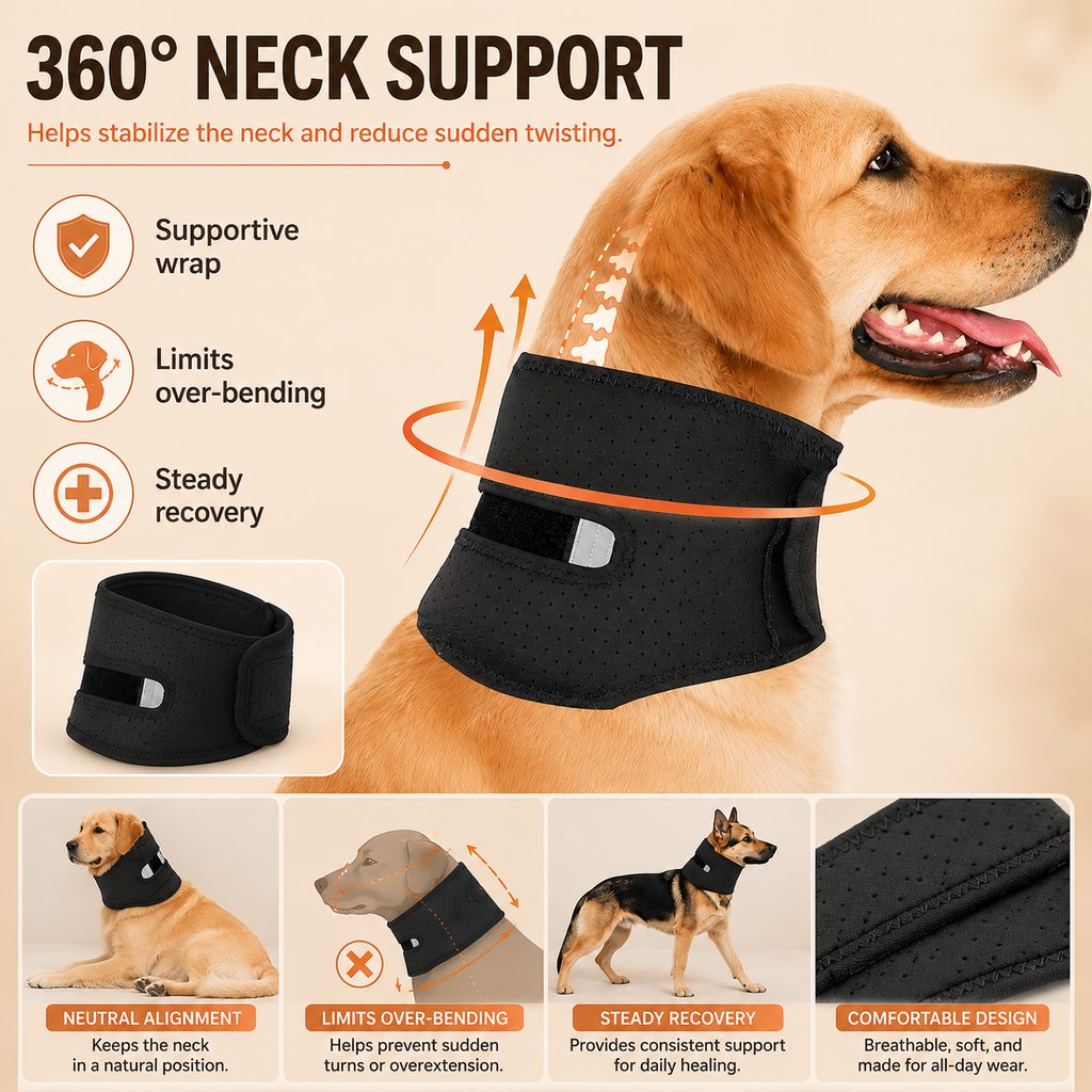 Paws in Awe Dog Neck Brace for Post-Surgery Recovery & Daily Neck Support - Soft Adjustable Collar for Comfortable Home Healing image 4