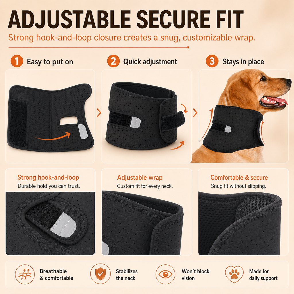 Paws in Awe Dog Neck Brace for Post-Surgery Recovery & Daily Neck Support - Soft Adjustable Collar for Comfortable Home Healing image 7