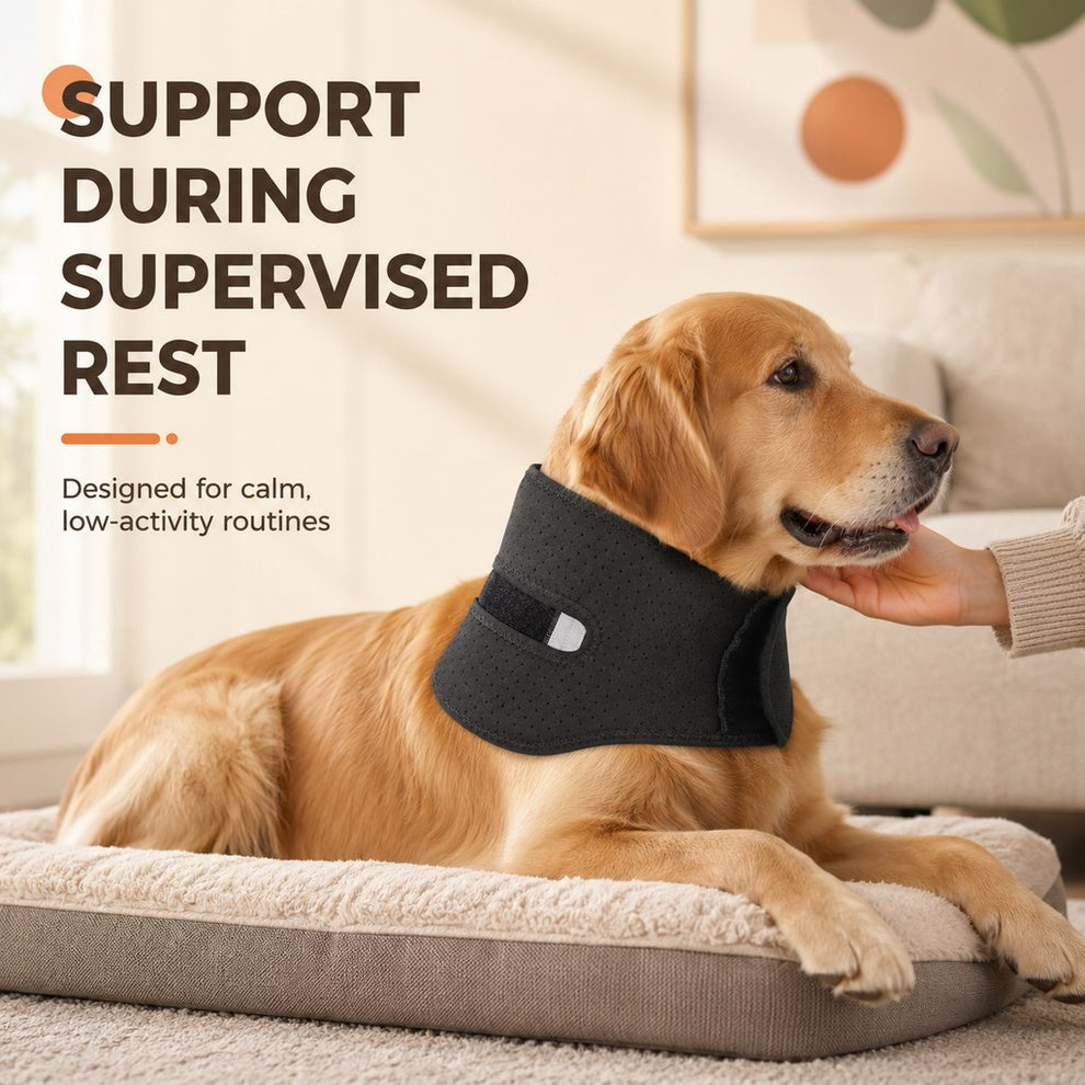 Dog neck brace for supervised at-home rest