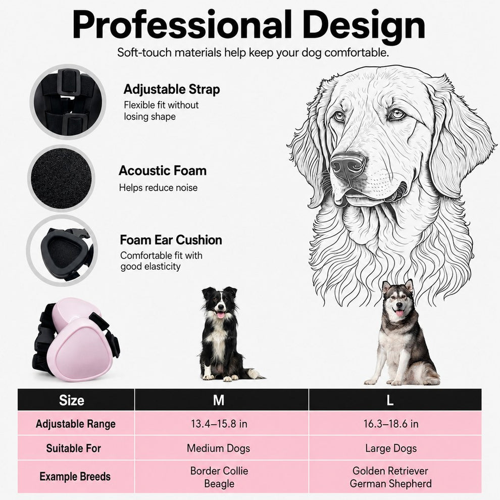 Paws in Awe Dog Noise-Reducing Ear Muffs for Fireworks, Thunderstorms & Grooming - Adjustable Anxiety Comfort Ear Protection for Medium & Large Dogs image 9