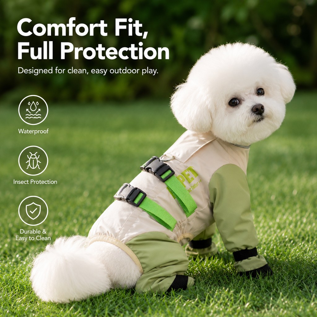 Paws in Awe Dog Outdoor Protection Suit – Keep Fur Cleaner from Grass, Dirt, Bugs & Wet Ground During Walks image 2