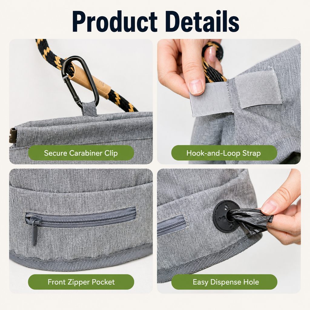 Paws in Awe Dog Poop Bag Holder for Walks - Carry Used Waste Bags Hands-Free Until the Next Trash Can image 7