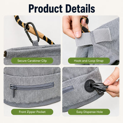 Paws in Awe Dog Poop Bag Holder for Walks - Carry Used Waste Bags Hands-Free Until the Next Trash Can image 7