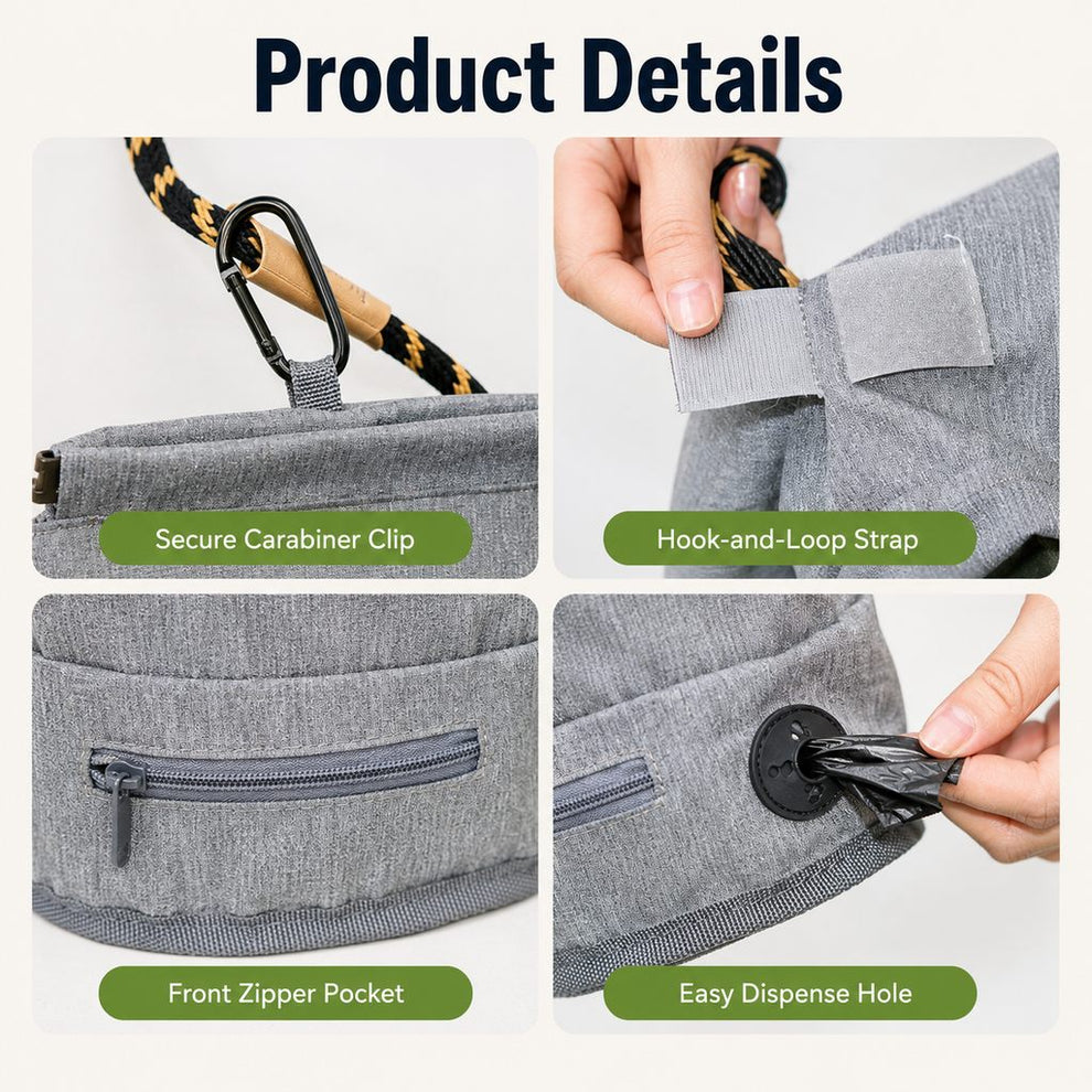Paws in Awe Dog Poop Bag Holder for Walks - Carry Used Waste Bags Hands-Free Until the Next Trash Can image 7