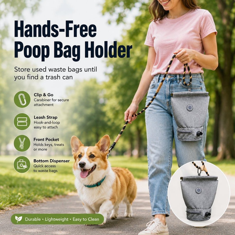 Paws in Awe Dog Poop Bag Holder for Walks - Carry Used Waste Bags Hands-Free Until the Next Trash Can image 2