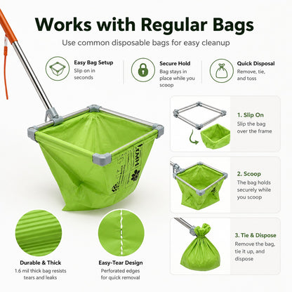 Paws in Awe Foldable Dog Poop Catcher for Walks - No-Bend Waste Pickup Tool with Telescopic Handle image 8