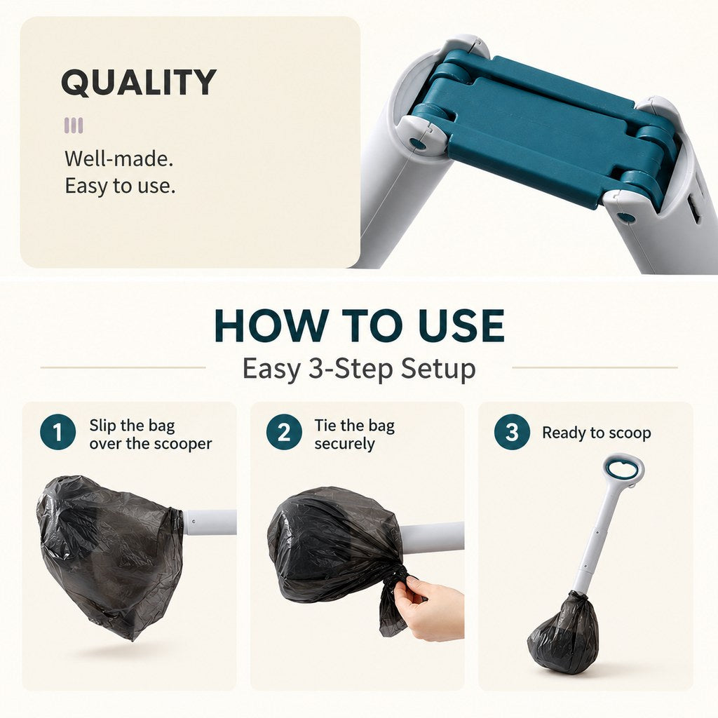 How to use bag-lined dog pooper scooper pickup