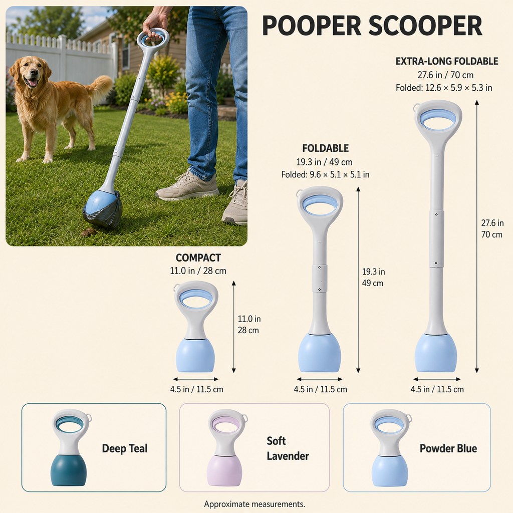 Dog pooper scooper size and color guide