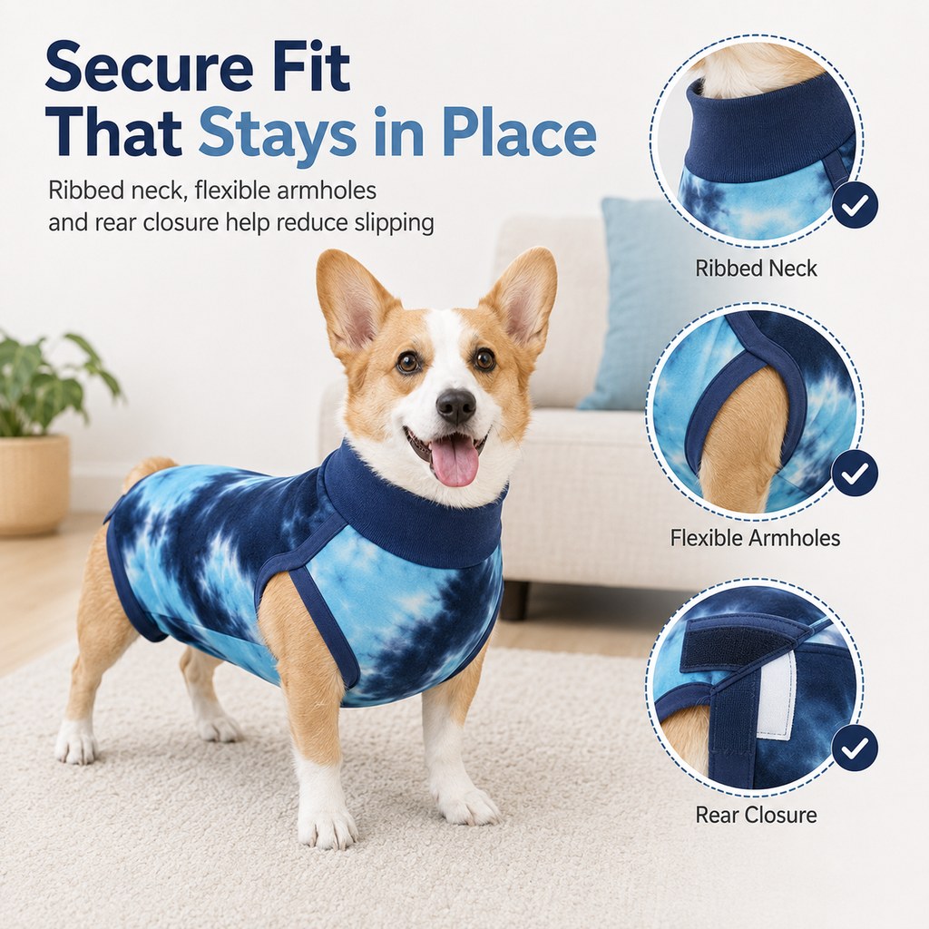 Paws in Awe Dog Post Surgery Recovery Suit - Soft Anti-Lick Protective Onesie for Spay Neuter Recovery image 2