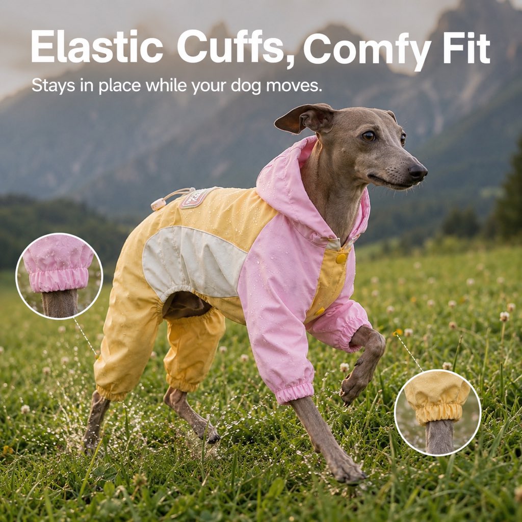 Paws in Awe Waterproof Dog Rain Suit for Rainy Walks - Full-Body Mud & Splash Protection image 5
