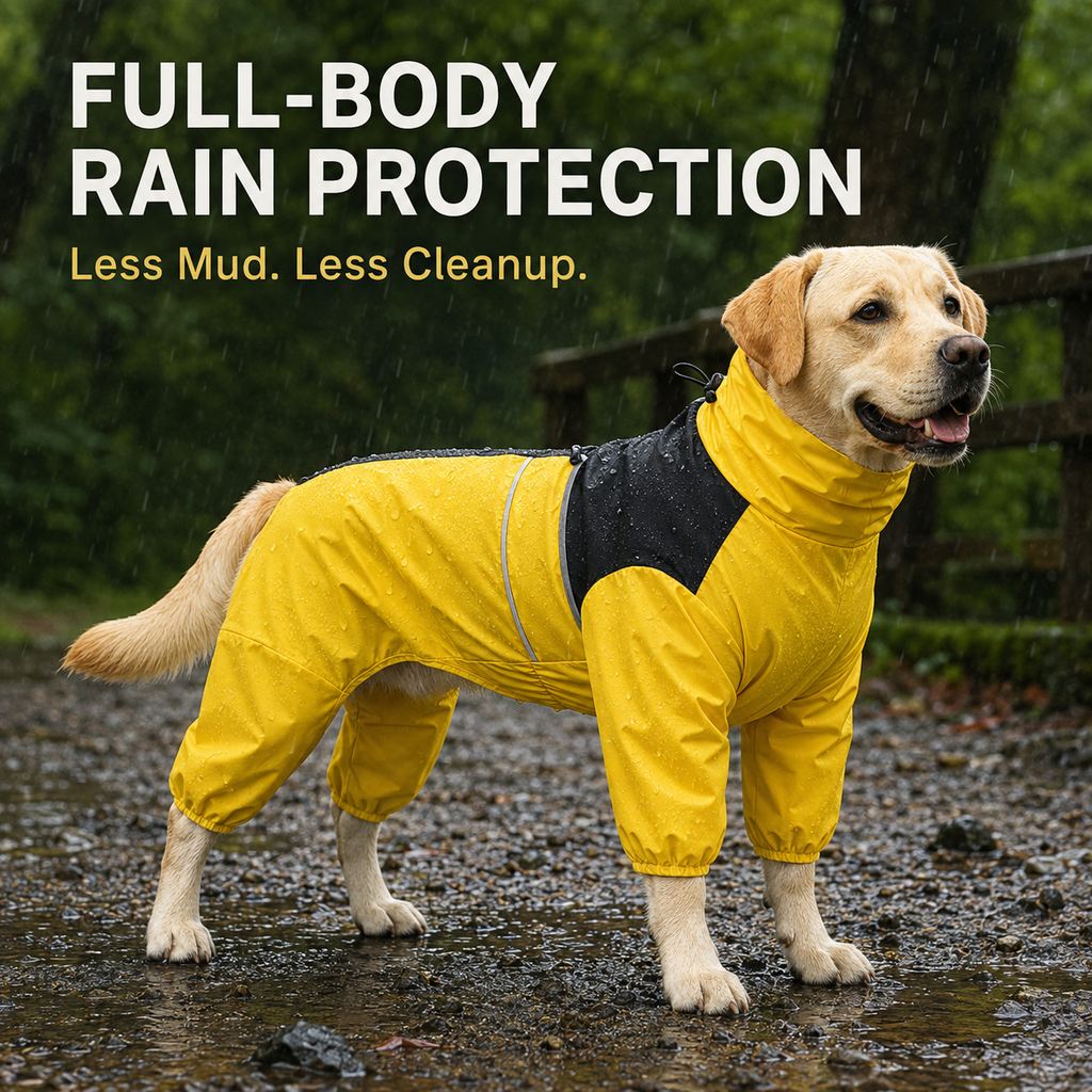 Paws in Awe Full-Body Waterproof Dog Rain Suit for Muddy Walks - Keeps Belly & Legs Cleaner image 4