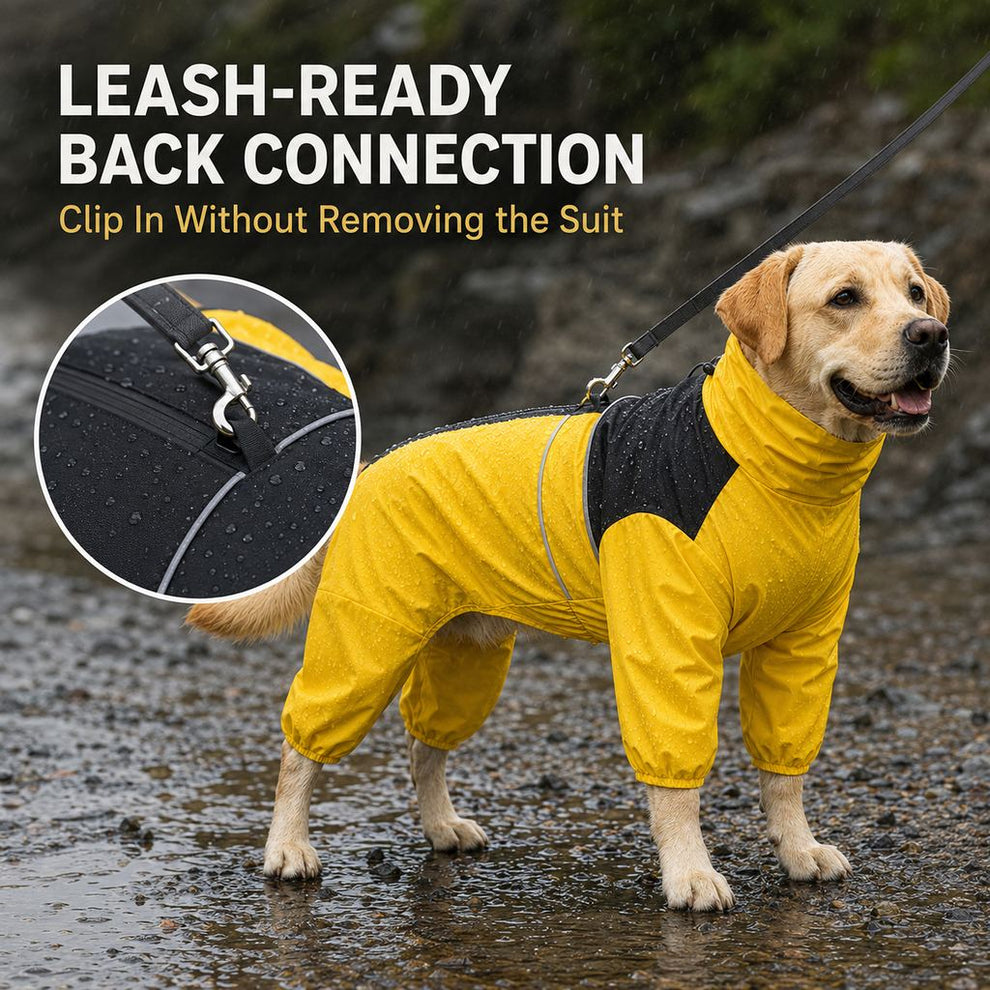 Paws in Awe Full-Body Waterproof Dog Rain Suit for Muddy Walks - Keeps Belly & Legs Cleaner image 7