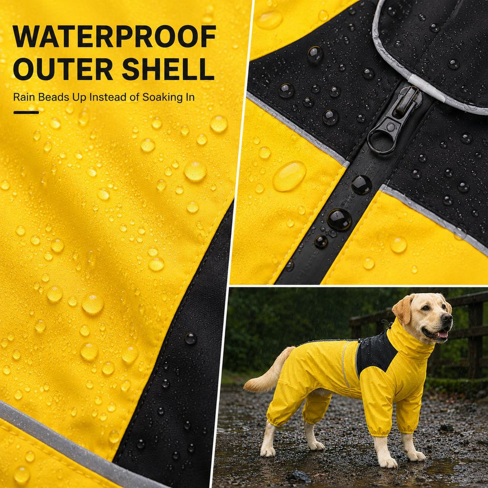 Paws in Awe Full-Body Waterproof Dog Rain Suit for Muddy Walks - Keeps Belly & Legs Cleaner image 6