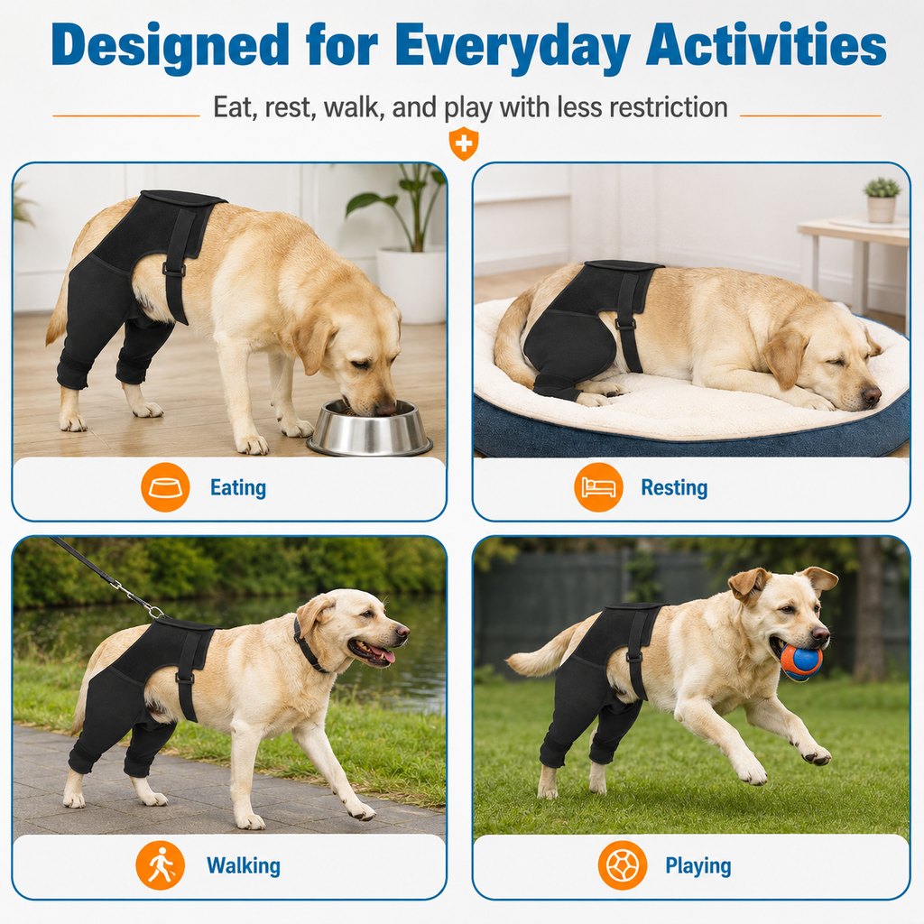 Paws in Awe Dog Rear Leg Recovery Sleeve for Post-Surgery Care & Licking Protection image 4