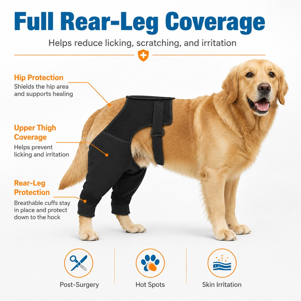 Paws in Awe Dog Rear Leg Recovery Sleeve for Post-Surgery Care & Licking Protection image 6
