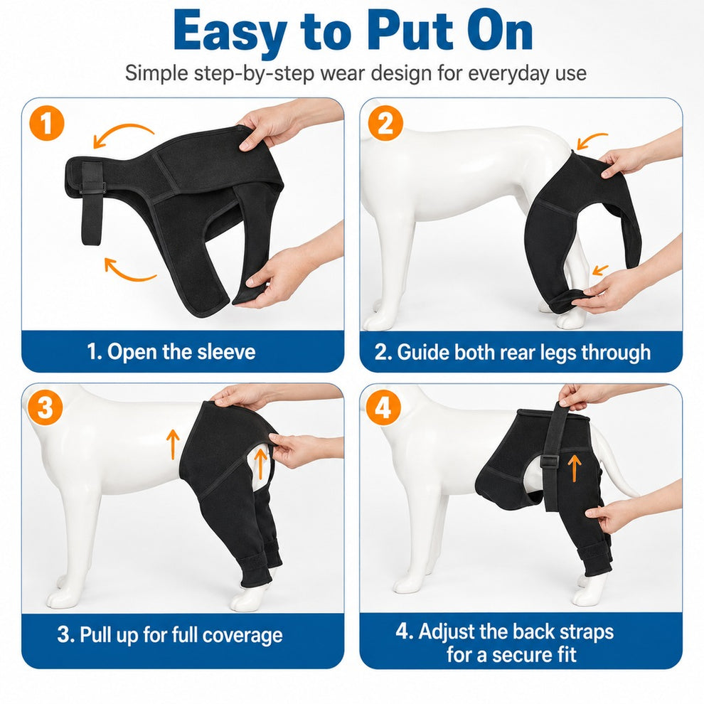 Paws in Awe Dog Rear Leg Recovery Sleeve for Post-Surgery Care & Licking Protection image 8