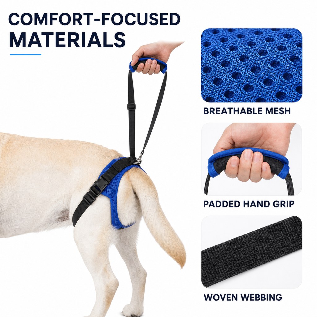 Dog rear lift support harness dual hind-leg loops