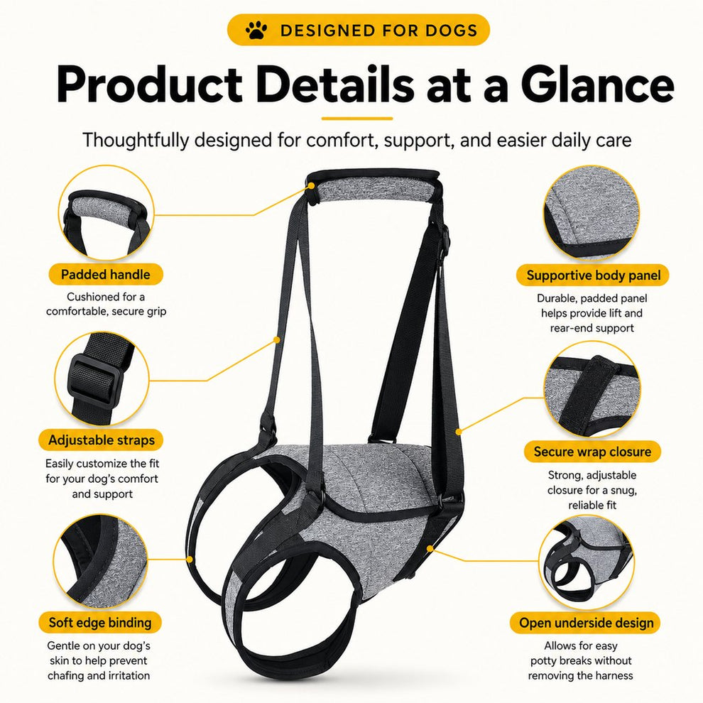 Paws in Awe Dog Rear Support Harness for Stairs, Walks & Car Rides - Mobility Lift Sling for Senior Dogs with Weak Hind Legs image 8