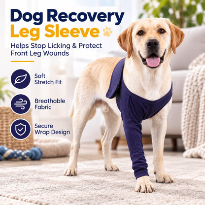 Navy blue dog recovery anti-lick front leg sleeve