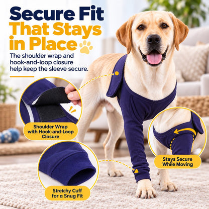 Secure shoulder wrap dog recovery front leg sleeve