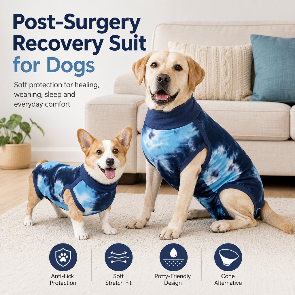 Paws in Awe Dog Post Surgery Recovery Suit - Soft Anti-Lick Protective Onesie for Spay Neuter Recovery image 3
