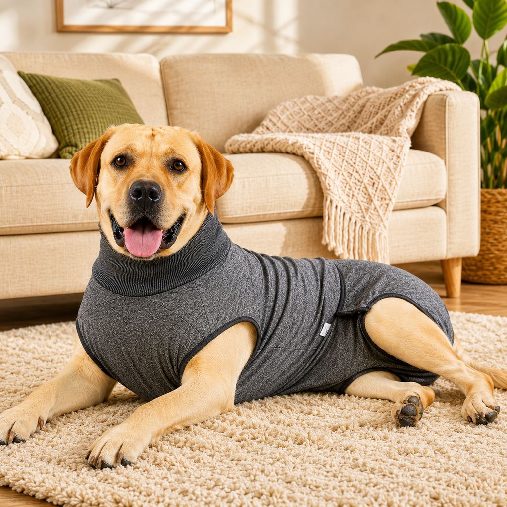 Paws in Awe Dog Recovery Suit with Pad Layer for Post-Surgery, Heat Cycles & Licking Protection image 1