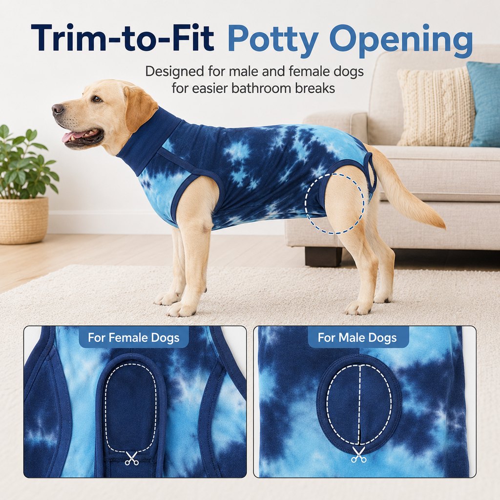 Paws in Awe Dog Post Surgery Recovery Suit - Soft Anti-Lick Protective Onesie for Spay Neuter Recovery image 6