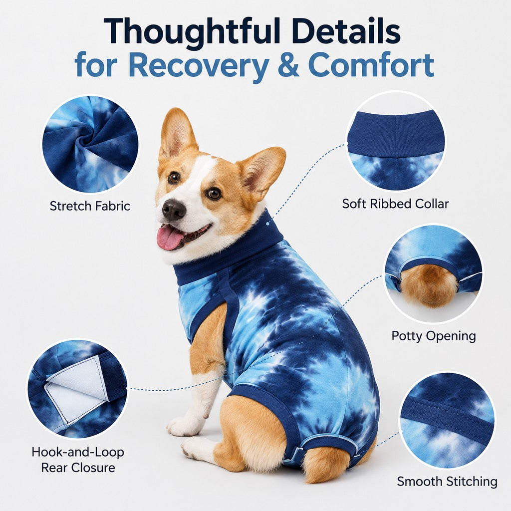 Paws in Awe Dog Post Surgery Recovery Suit - Soft Anti-Lick Protective Onesie for Spay Neuter Recovery image 9