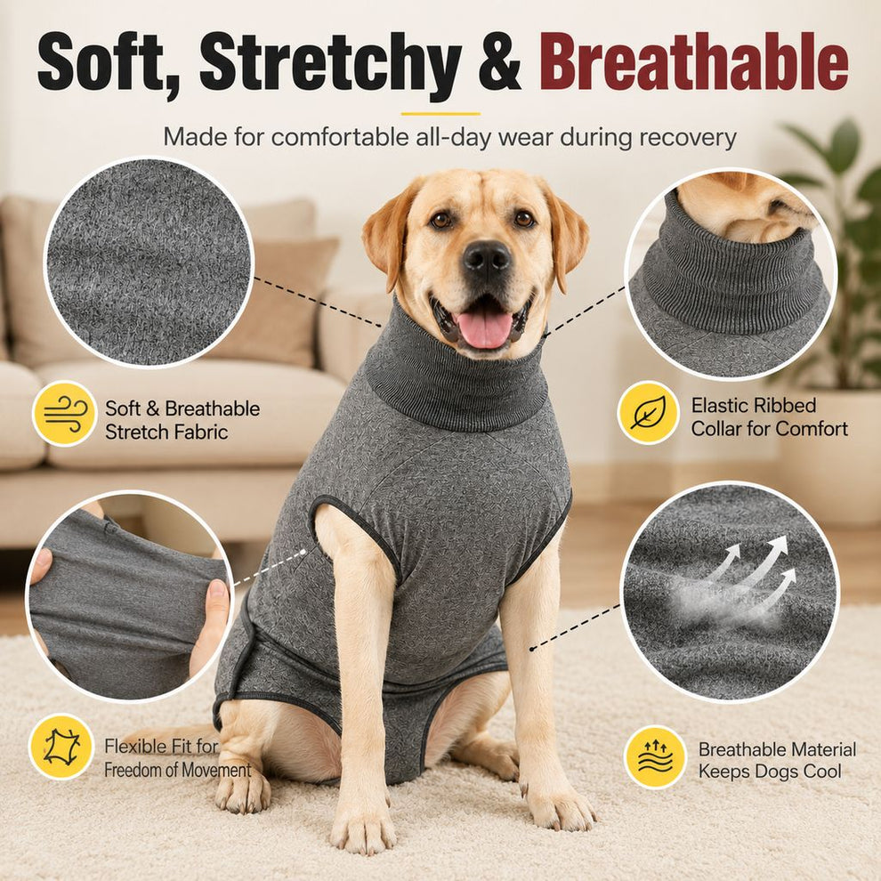 Paws in Awe Dog Recovery Suit with Pad Layer for Post-Surgery, Heat Cycles & Licking Protection image 4