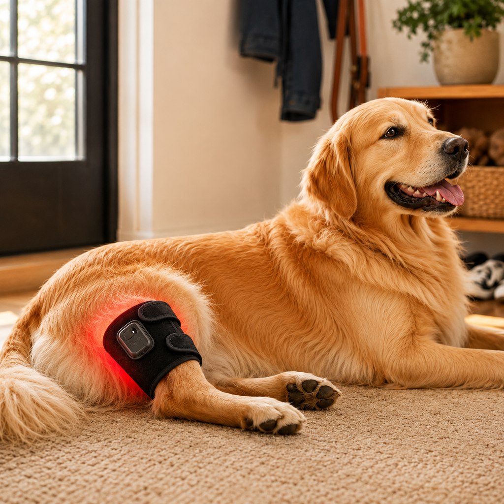 Paws in Awe Dog Red Light Joint Wrap for Senior Dogs & Post-Walk Comfort - 20-LED Adjustable Mobility Support image 1