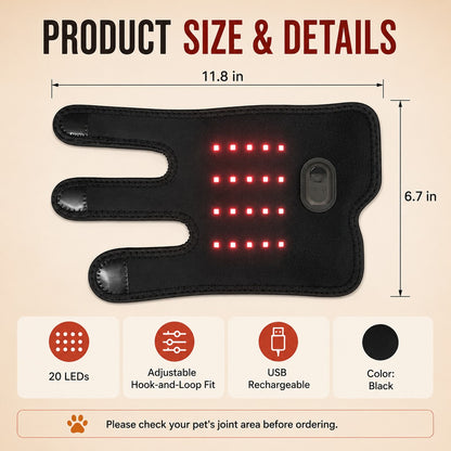 Paws in Awe Dog Red Light Joint Wrap for Senior Dogs & Post-Walk Comfort - 20-LED Adjustable Mobility Support image 4