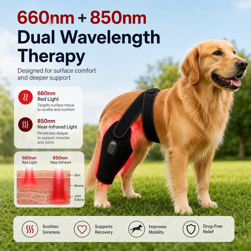 Paws in Awe Dog Red Light Therapy Leg Wrap for Senior & Active Dogs - 660nm/850nm Hind Leg Comfort & Mobility Support image 3