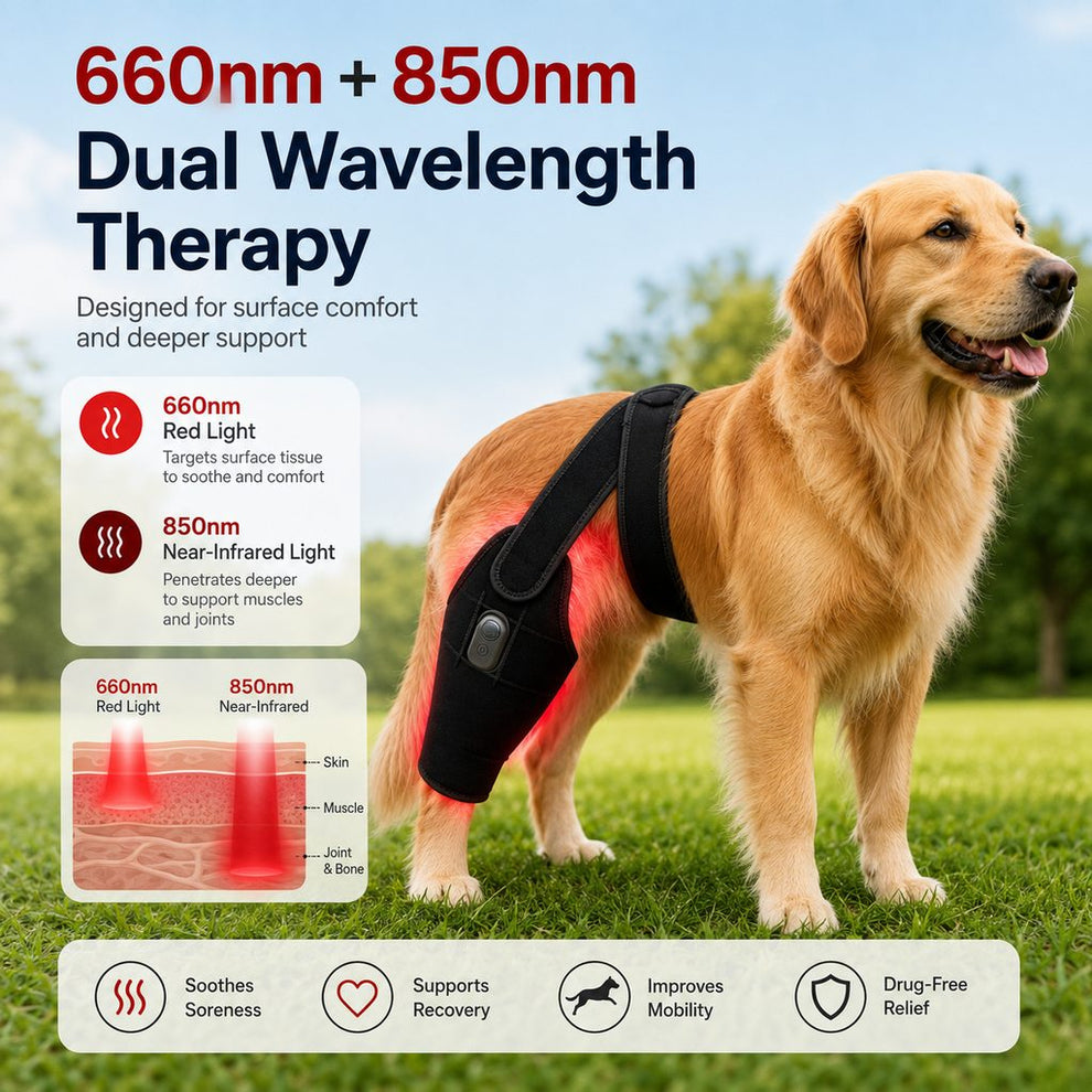 Paws in Awe Dog Red Light Therapy Leg Wrap for Senior & Active Dogs - 660nm/850nm Hind Leg Comfort & Mobility Support image 3