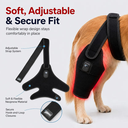Paws in Awe Dog Red Light Therapy Leg Wrap for Senior & Active Dogs - 660nm/850nm Hind Leg Comfort & Mobility Support image 5