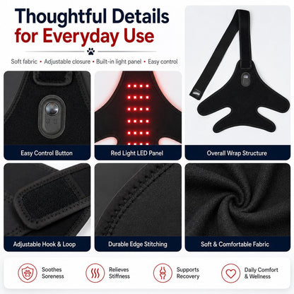 Paws in Awe Dog Red Light Therapy Leg Wrap for Senior & Active Dogs - 660nm/850nm Hind Leg Comfort & Mobility Support image 8