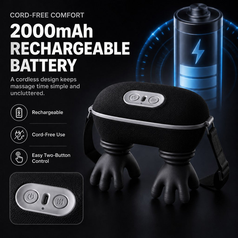 Hands-free dog relaxation massager lifestyle and feature image