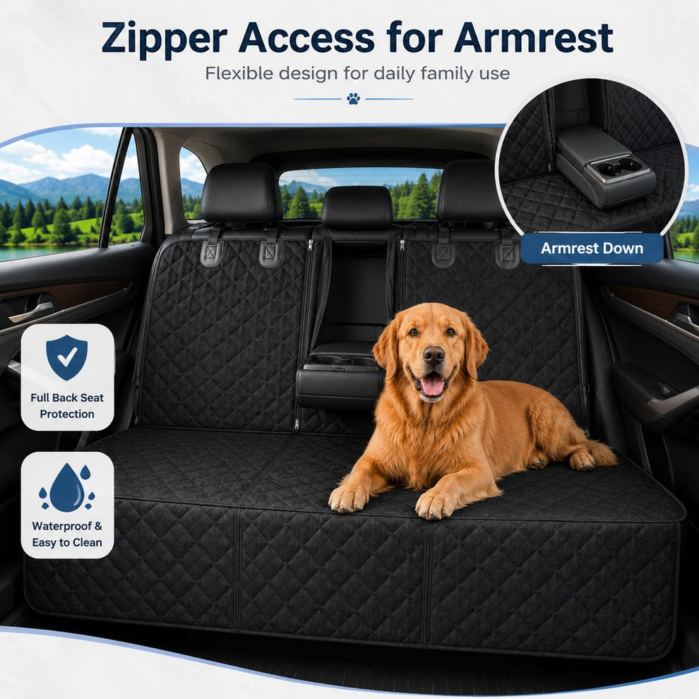 Paws in Awe Waterproof Dog Car Back Seat Cover for Road Trips - Protects from Mud, Fur & Scratches image 7