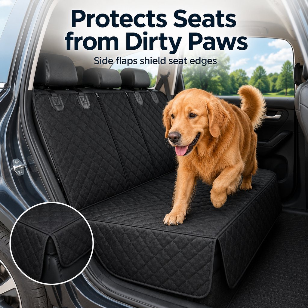 Paws in Awe Waterproof Dog Car Back Seat Cover for Road Trips - Protects from Mud, Fur & Scratches image 3