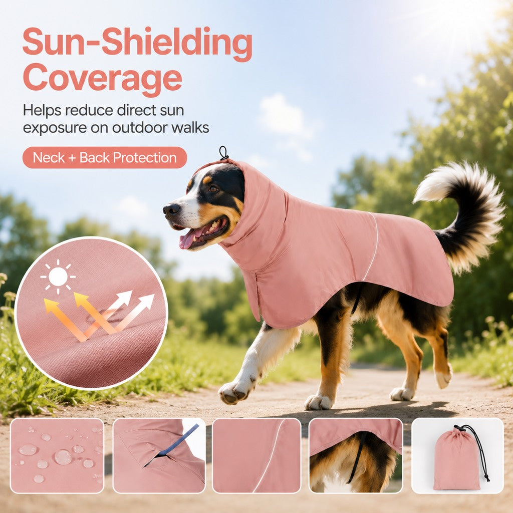 Paws in Awe Hooded Dog Sun & Rain Cape for Summer Walks - Lightweight Neck-to-Back Coverage for Drizzle, Wind & Sunny Outdoor Days image 4