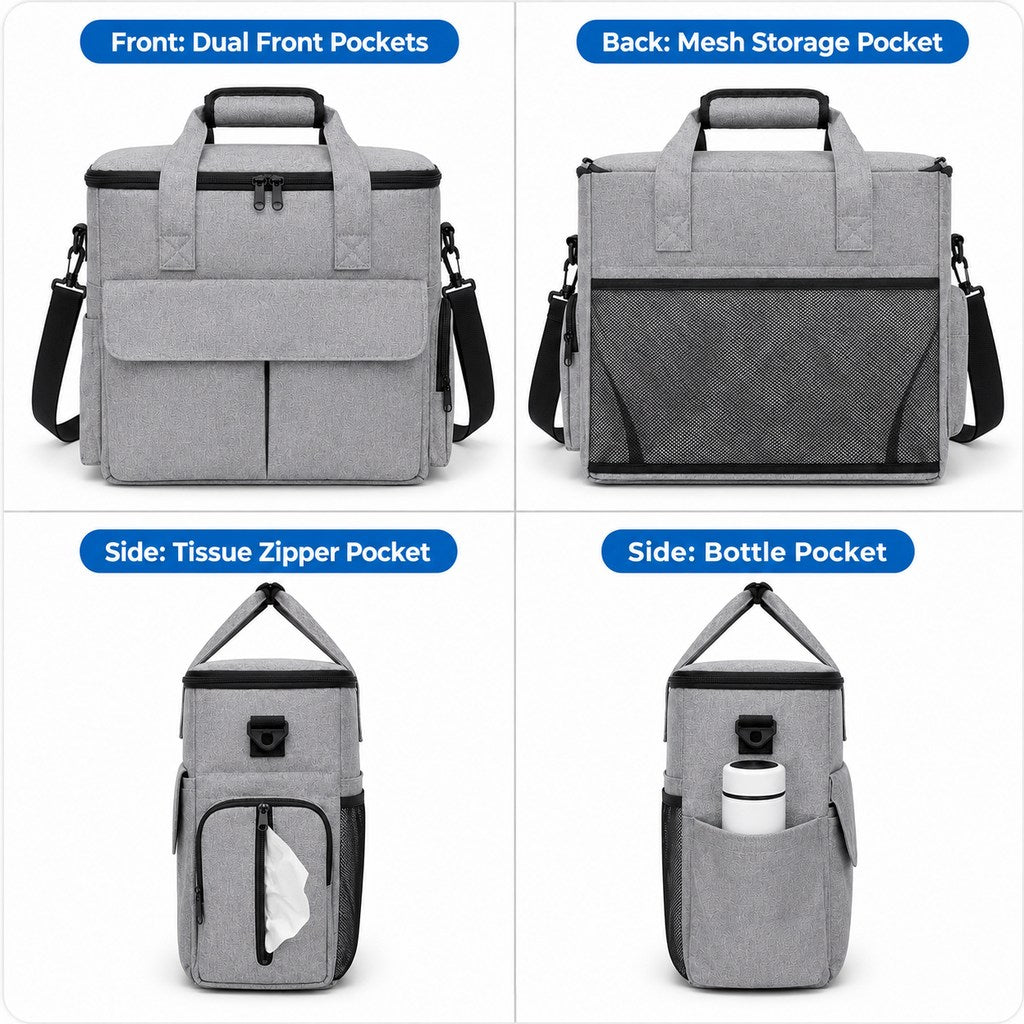 Paws in Awe Pet Travel Bag for Dogs & Cats – Weekend Road Trip Organizer with Collapsible Bowls, Food Storage, Pockets & Luggage Sleeve image 3