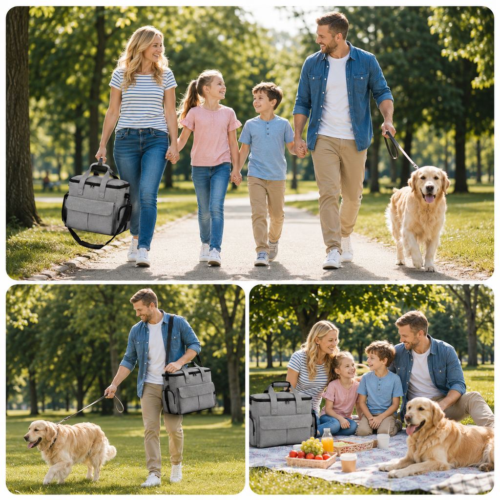 Paws in Awe Pet Travel Bag for Dogs & Cats – Weekend Road Trip Organizer with Collapsible Bowls, Food Storage, Pockets & Luggage Sleeve image 7