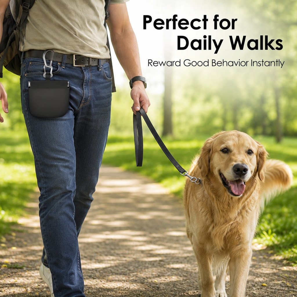 Paws in Awe Hands-Free Silicone Dog Treat Pouch for Walks & Training - Easy-Clean Reward Bag That Keeps Pockets Mess-Free image 2