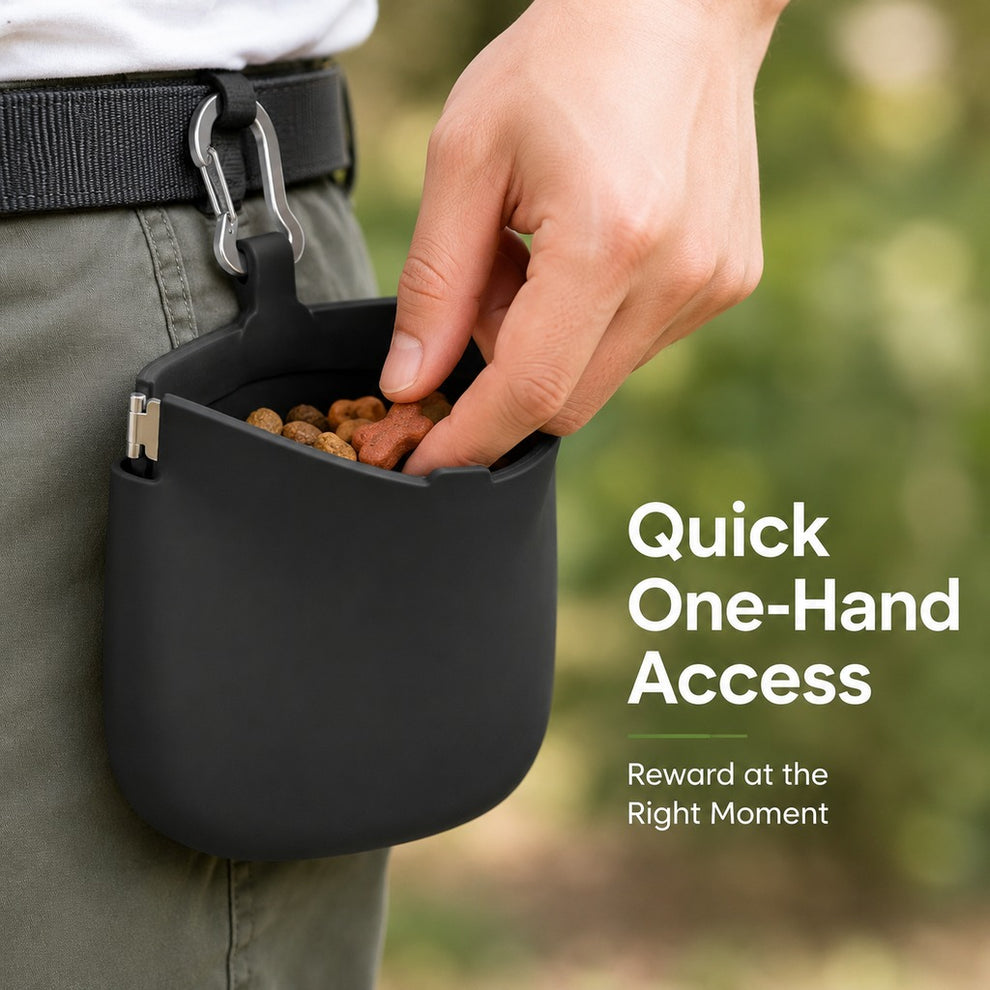 Paws in Awe Hands-Free Silicone Dog Treat Pouch for Walks & Training - Easy-Clean Reward Bag That Keeps Pockets Mess-Free image 3