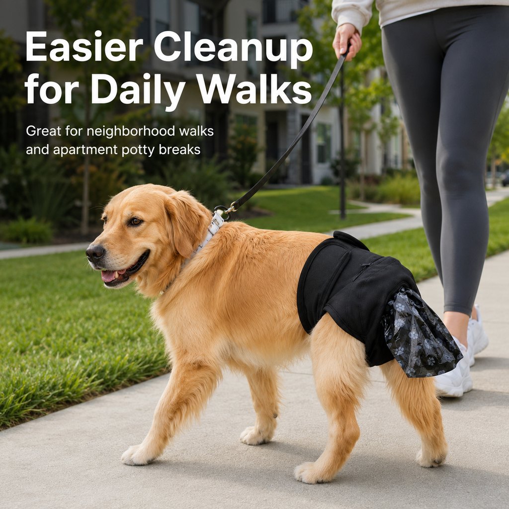 Dog waste catcher pants with 50 bags for daily walks