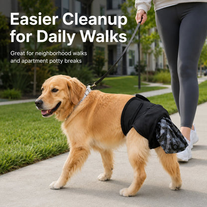 Dog waste catcher pants with 50 bags for daily walks