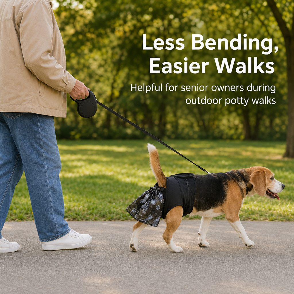 Dog waste catcher pants with 50 bags for daily walks